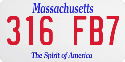 MA license plate 316FB7