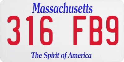 MA license plate 316FB9