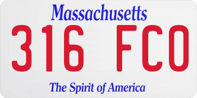 MA license plate 316FC0