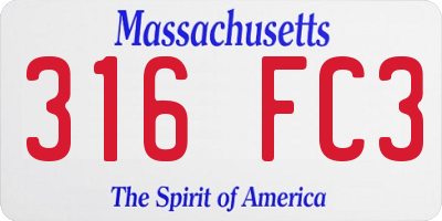 MA license plate 316FC3