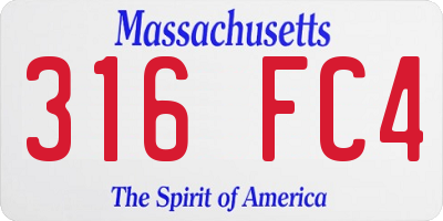 MA license plate 316FC4