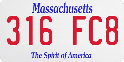 MA license plate 316FC8