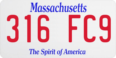 MA license plate 316FC9