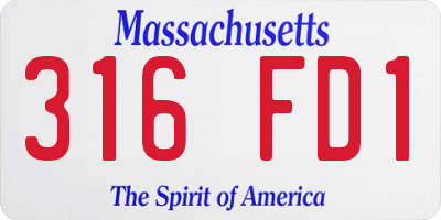 MA license plate 316FD1