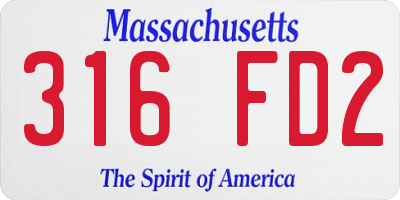 MA license plate 316FD2