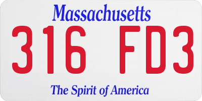 MA license plate 316FD3