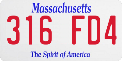 MA license plate 316FD4