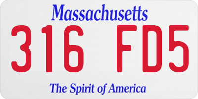 MA license plate 316FD5