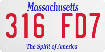 MA license plate 316FD7