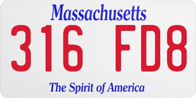 MA license plate 316FD8
