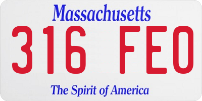 MA license plate 316FE0