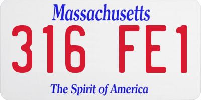 MA license plate 316FE1