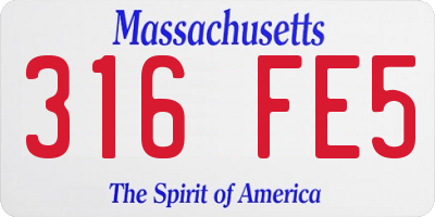 MA license plate 316FE5