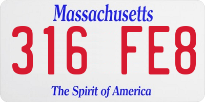 MA license plate 316FE8