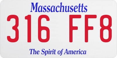 MA license plate 316FF8