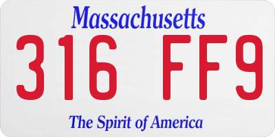 MA license plate 316FF9