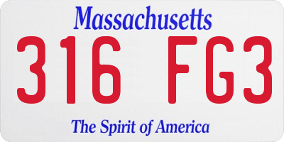 MA license plate 316FG3
