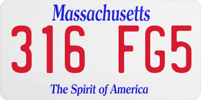 MA license plate 316FG5