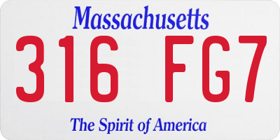MA license plate 316FG7