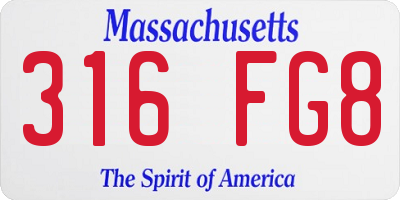 MA license plate 316FG8