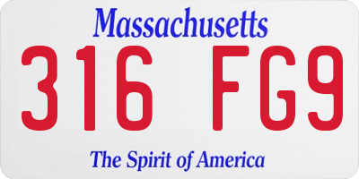 MA license plate 316FG9