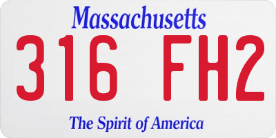MA license plate 316FH2