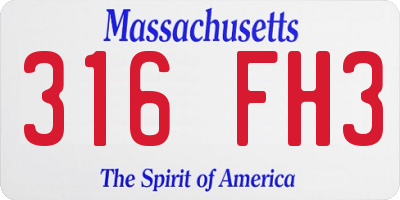 MA license plate 316FH3