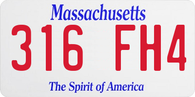 MA license plate 316FH4
