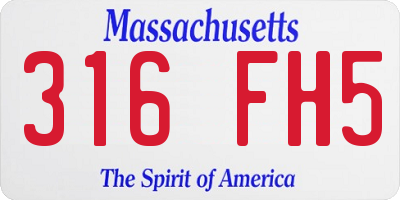 MA license plate 316FH5
