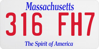 MA license plate 316FH7