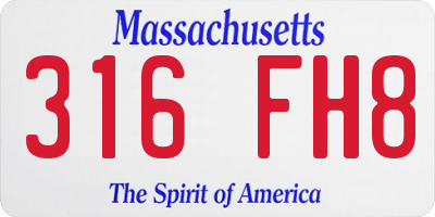 MA license plate 316FH8