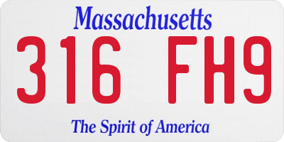 MA license plate 316FH9