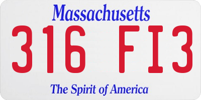 MA license plate 316FI3