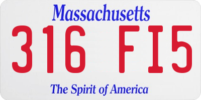 MA license plate 316FI5