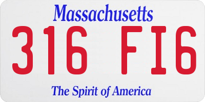 MA license plate 316FI6