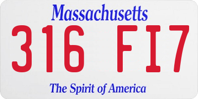 MA license plate 316FI7