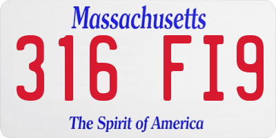 MA license plate 316FI9