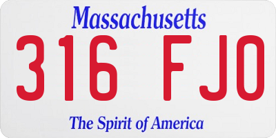 MA license plate 316FJ0