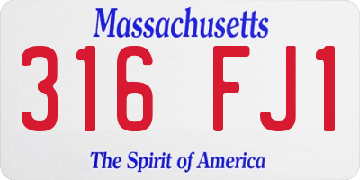 MA license plate 316FJ1