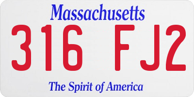 MA license plate 316FJ2