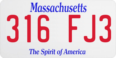 MA license plate 316FJ3