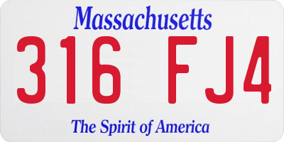 MA license plate 316FJ4