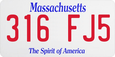 MA license plate 316FJ5