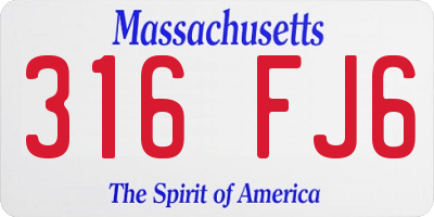 MA license plate 316FJ6