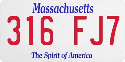MA license plate 316FJ7