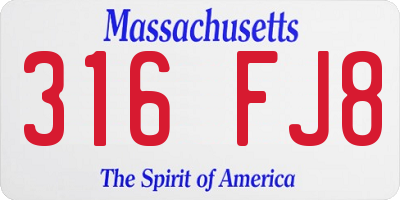 MA license plate 316FJ8