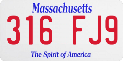 MA license plate 316FJ9