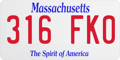 MA license plate 316FK0