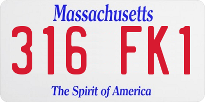 MA license plate 316FK1