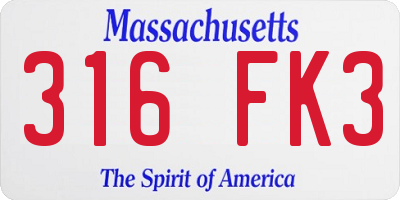 MA license plate 316FK3